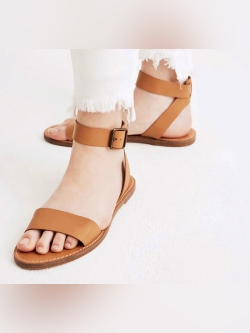 Madewell The Boardwalk Ankle-Strap Sandal Flat Sandals in Brown